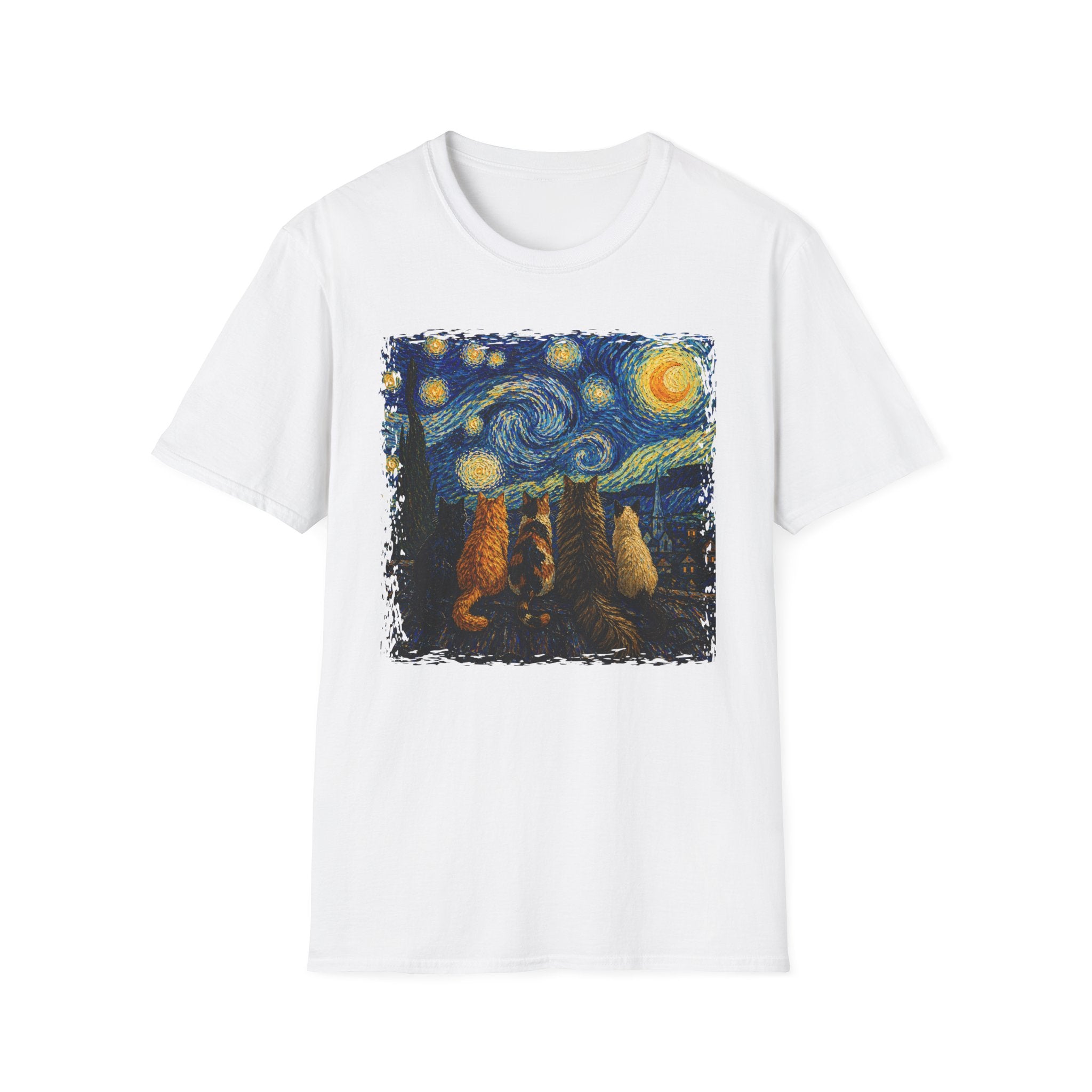 Starry Night, 5 Cats T-Shirt