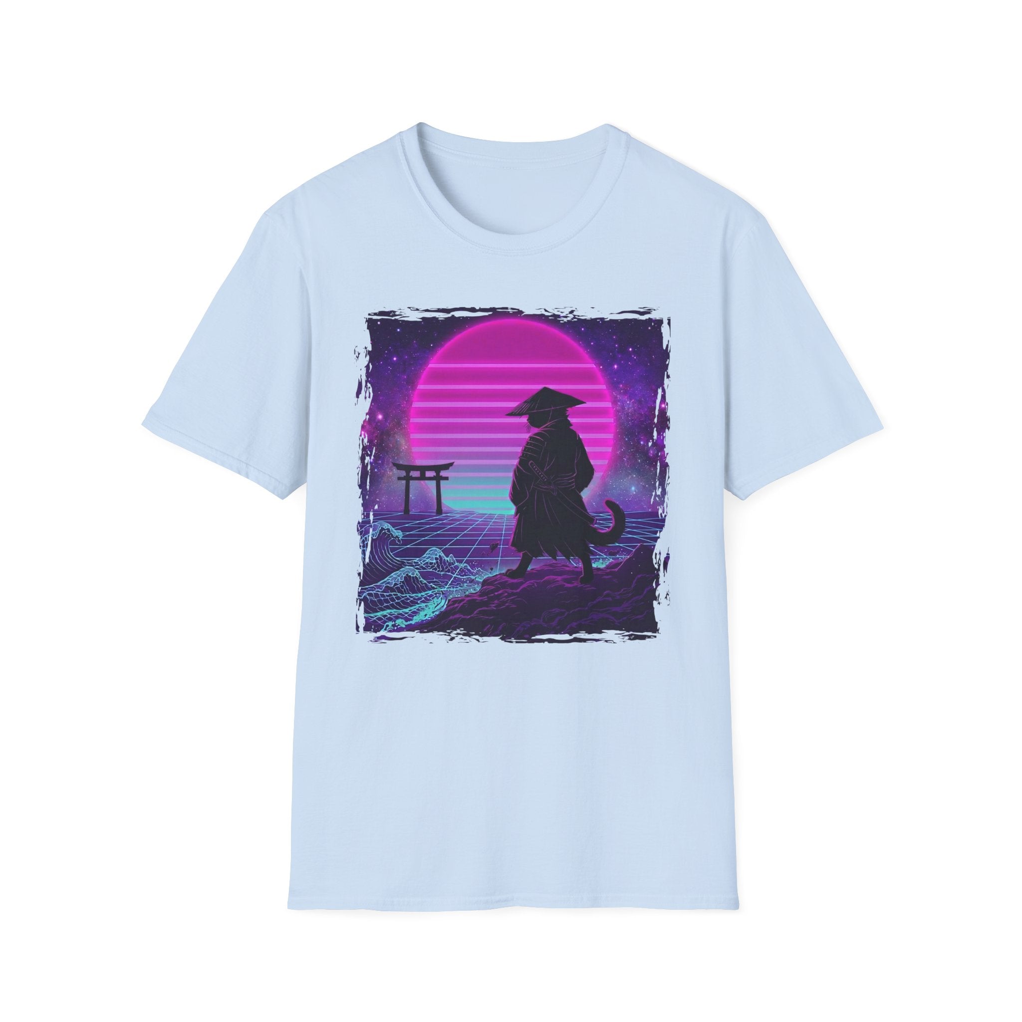 Cat Samurai Synthwave T-Shirt