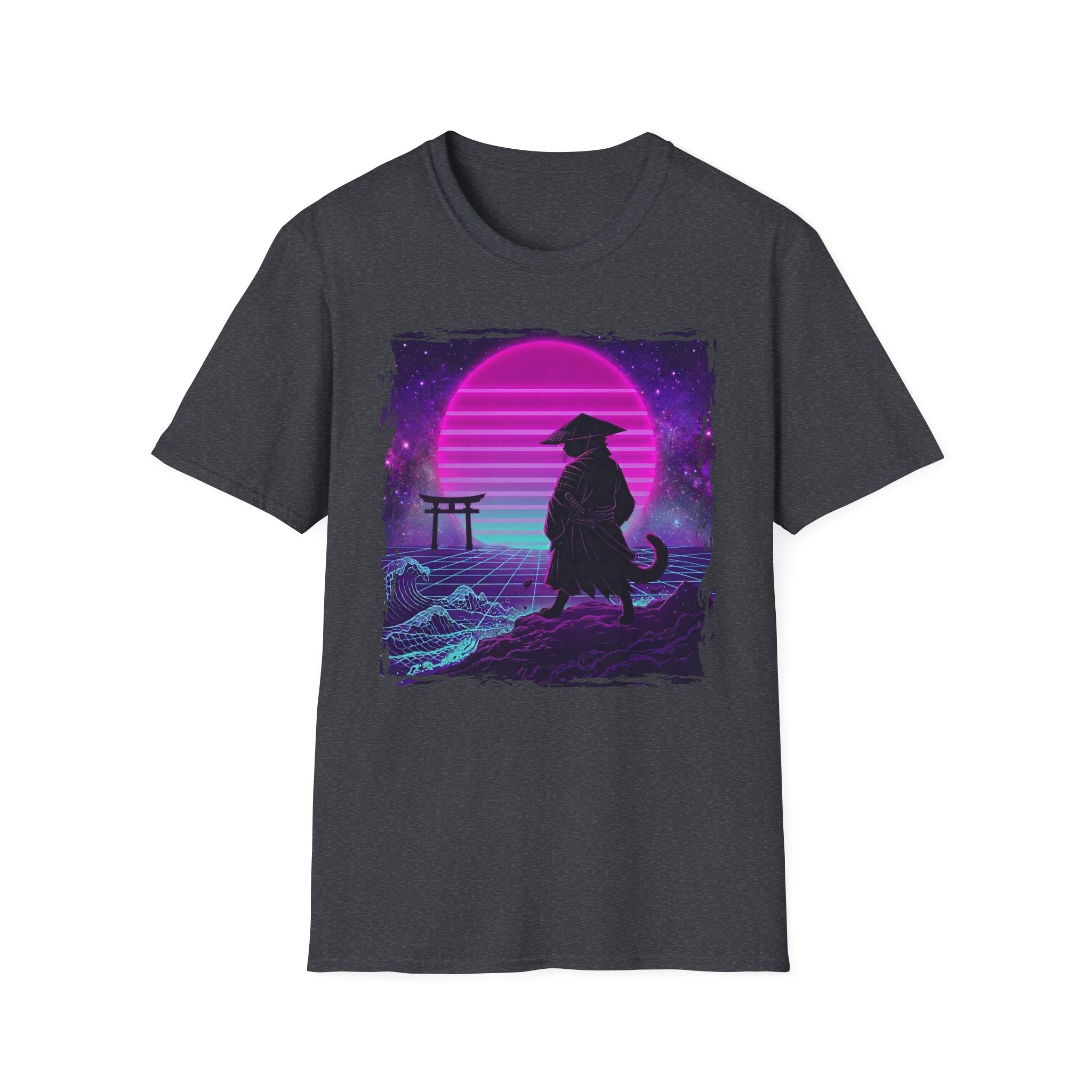 Cat Samurai Synthwave T-Shirt