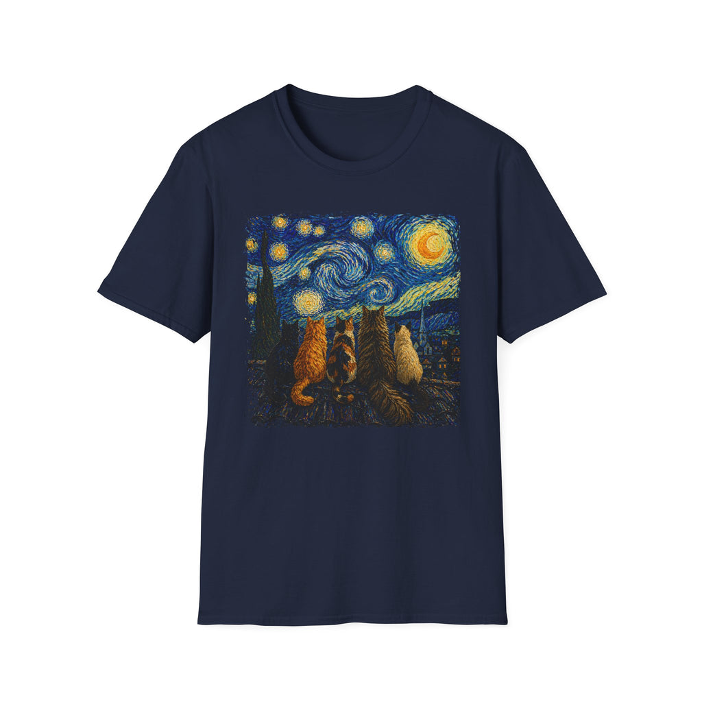 Starry Night, 5 Cats T-Shirt